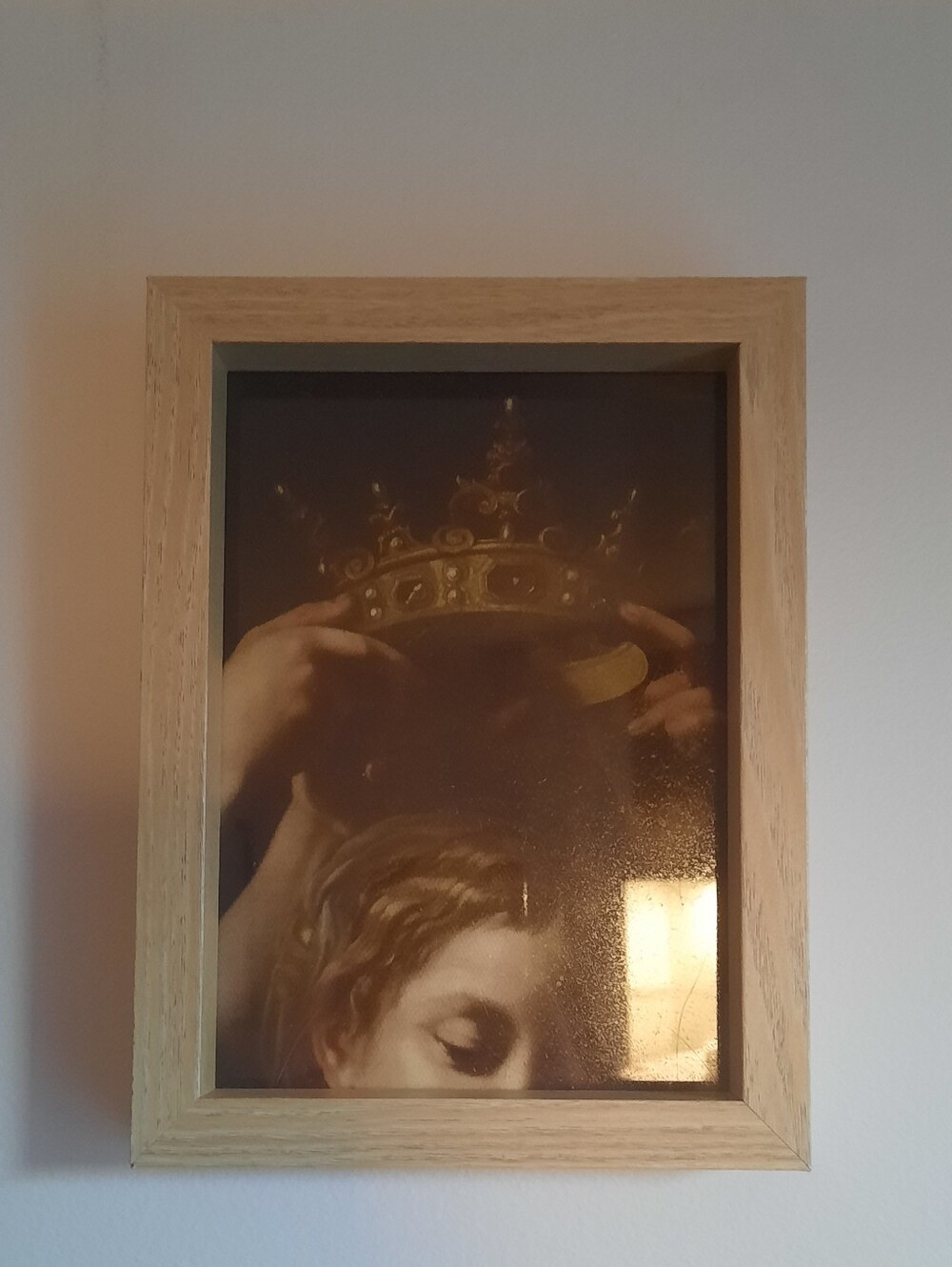 Wood Frame Wall Art with Gold and Brown Tones
